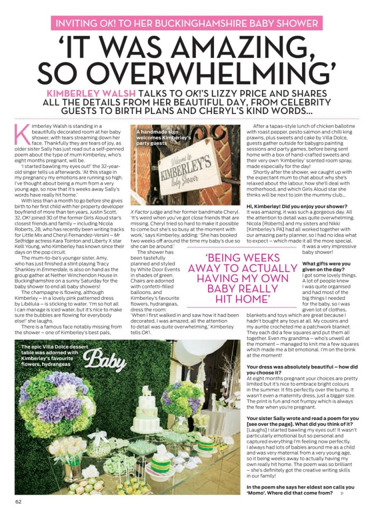 Kimberley Walsh Baby Shower in OK Magazine